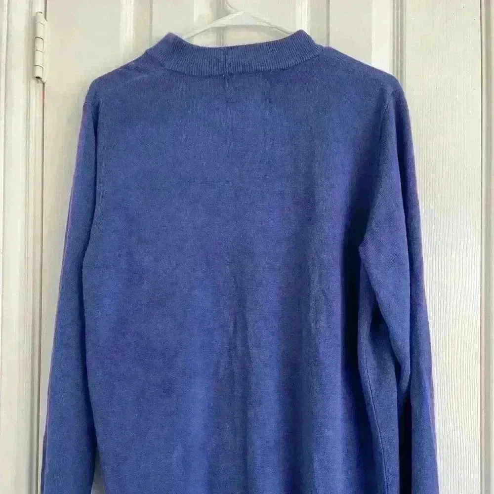 Quacker Factory Purple Sweater Soft Rhinestone zipper 1X